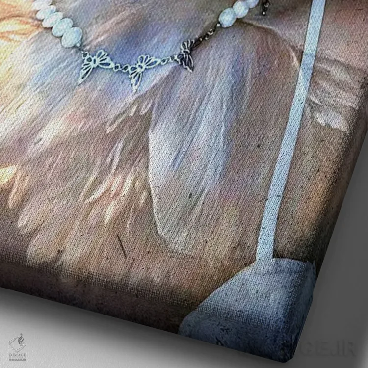 تابلو دکوراتیو همه چیز در پر و پاستل اثر دومینیک بادوئل - نمای نزدیک بافت بوم