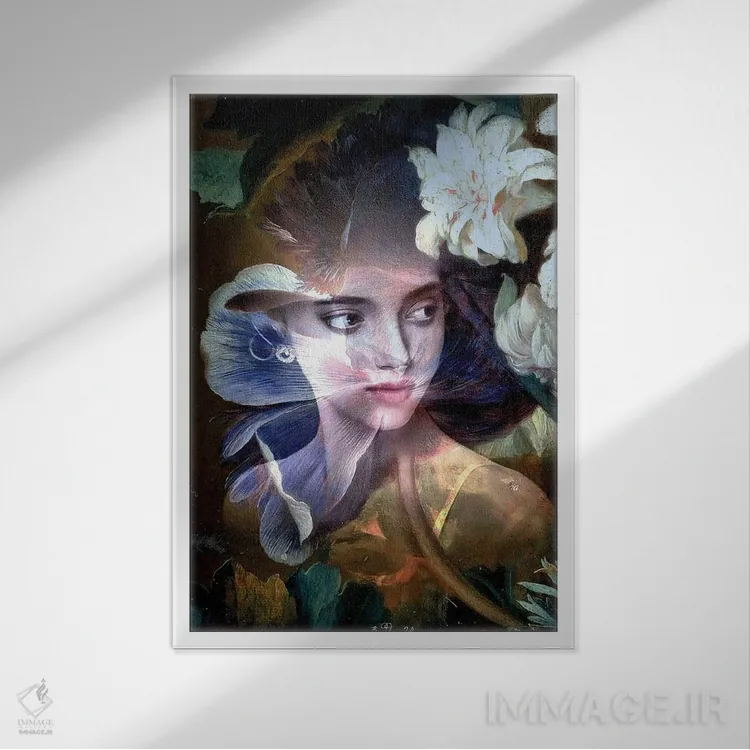 تابلو دکوراتیو گل فروش اثر دومینیک بادوئل - نمای قابدار سفید