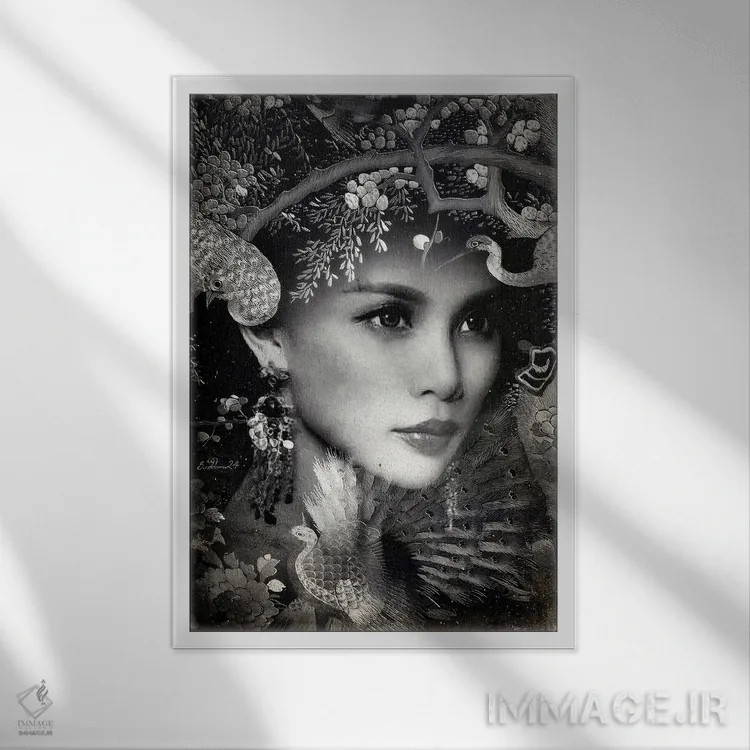 تابلو دکوراتیو ملکه جنگل اثر دومینیک بادوئل - نمای قابدار سفید