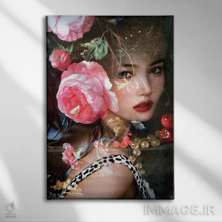 تابلو دکوراتیو بانویی در گلخانه اثر دومینیک بادوئل - نمای روبهرو روی دیوار