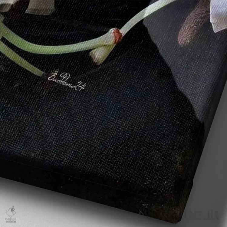 تابلو دکوراتیو سوسن اثر دومینیک بادوئل - نمای نزدیک بافت بوم