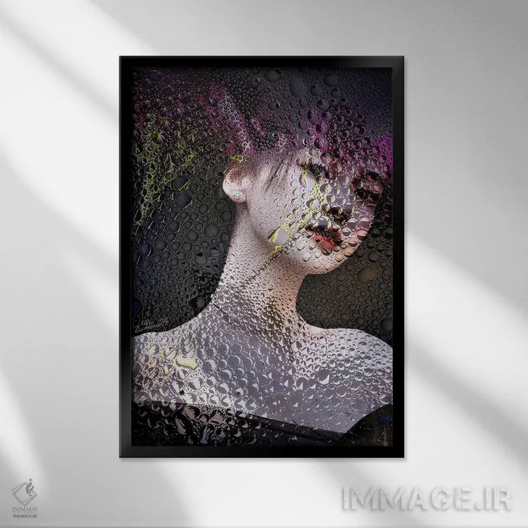 تابلو دکوراتیو طاووس مه آلود اثر دومینیک بادوئل - نمای قابدار مشکی