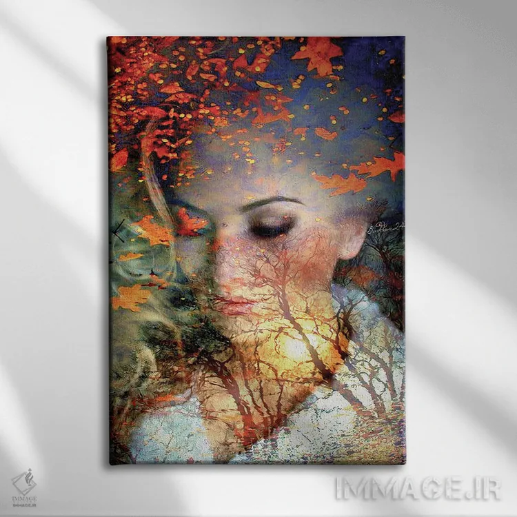 تابلو دکوراتیو حوضچه پاییزی اثر دومینیک بادوئل - نمای روبهرو روی دیوار