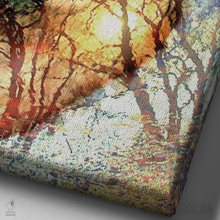 تابلو دکوراتیو حوضچه پاییزی اثر دومینیک بادوئل - نمای نزدیک بافت بوم