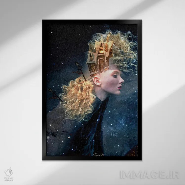 تابلو دکوراتیو پری کریسمس اثر دومینیک بادوئل - نمای قابدار مشکی