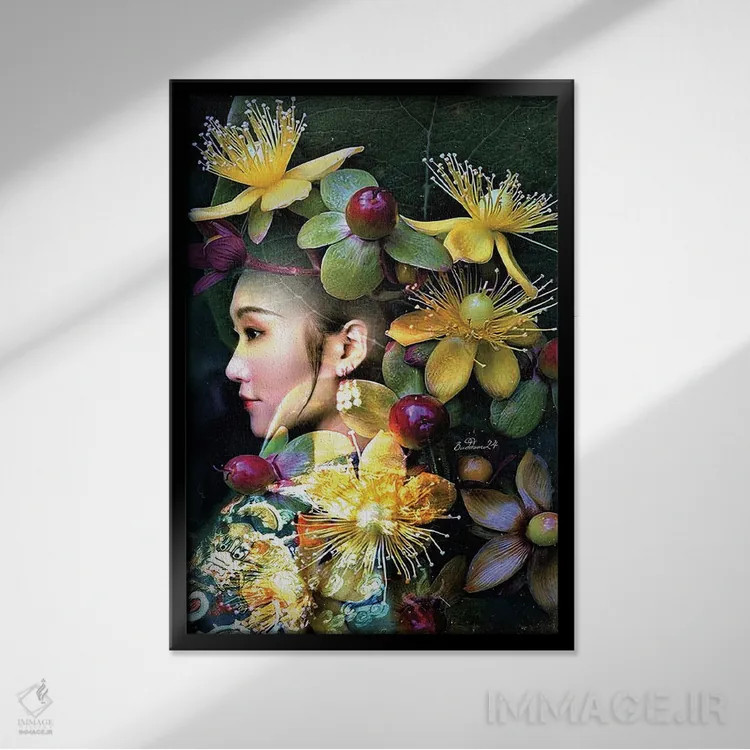 تابلو دکوراتیو کیمونو اثر دومینیک بادوئل - نمای قابدار مشکی