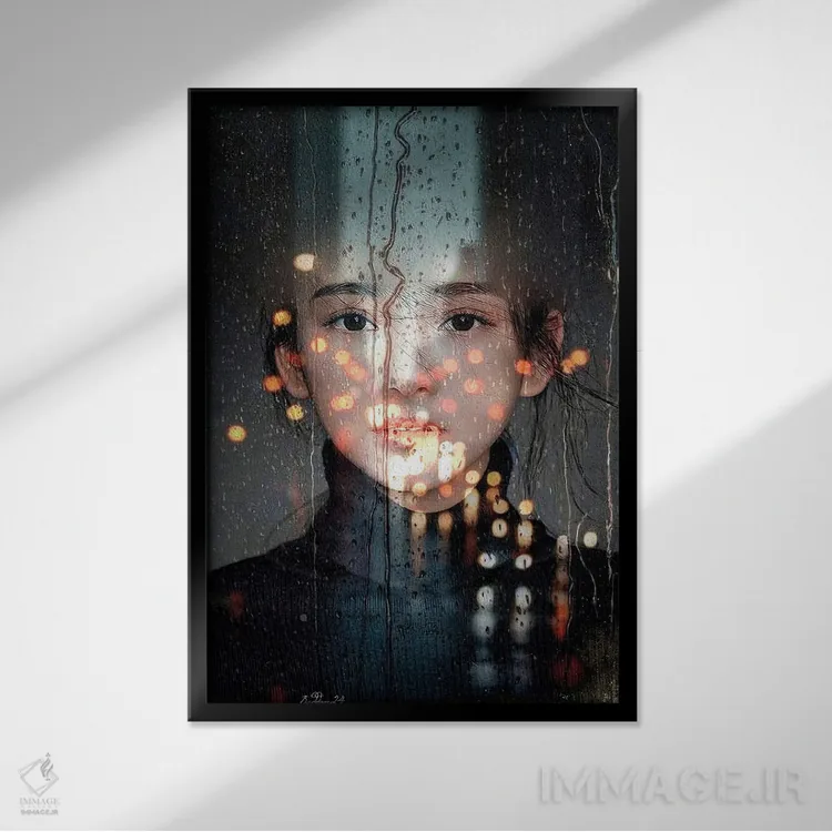 تابلو دکوراتیو چراغ ها روشن اثر دومینیک بادوئل - نمای قابدار مشکی