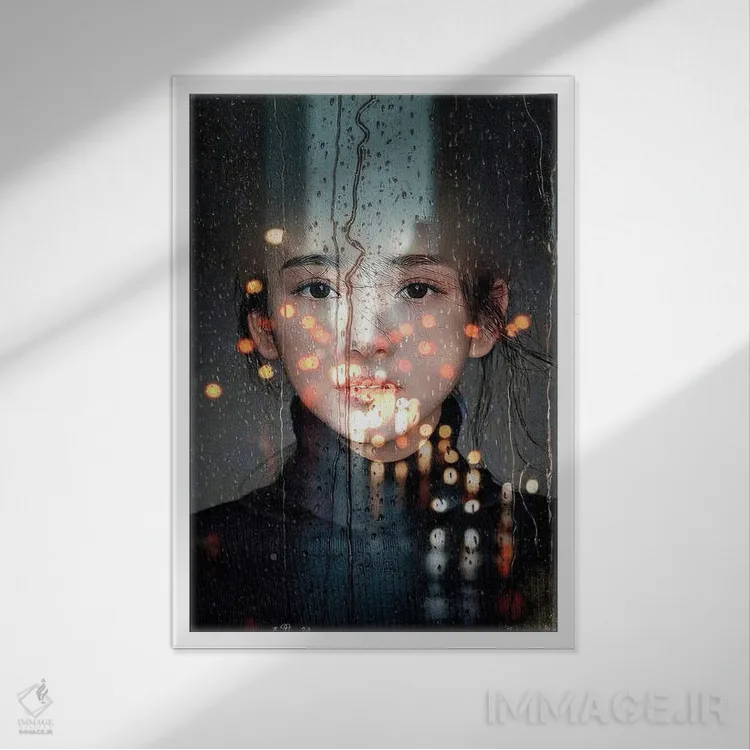 تابلو دکوراتیو چراغ ها روشن اثر دومینیک بادوئل - نمای قابدار سفید