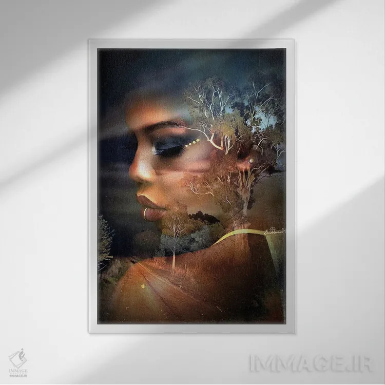 تابلو دکوراتیو فرود شب اثر دومینیک بادوئل - نمای قابدار سفید