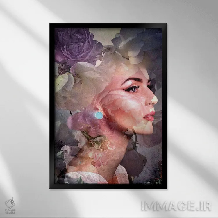 تابلو دکوراتیو رزها اثر دومینیک بادوئل - نمای قابدار مشکی