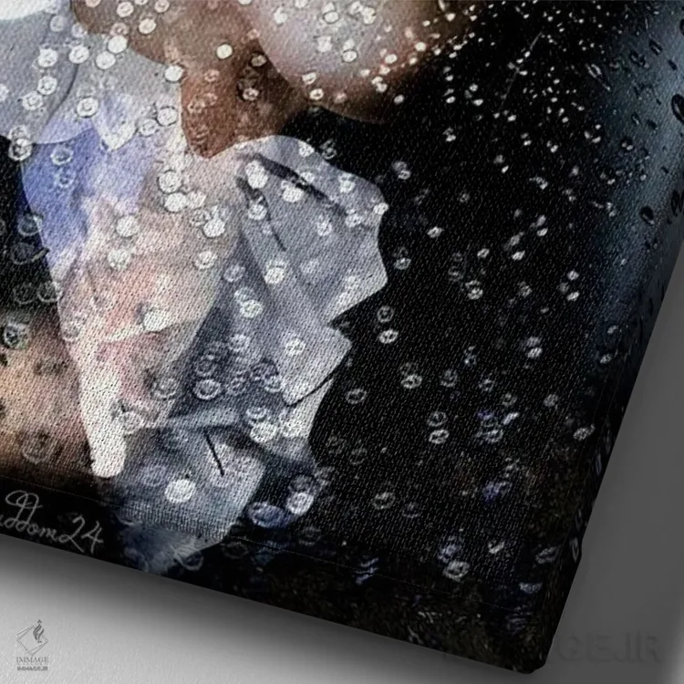 تابلو دکوراتیو گیشای قطره باران اثر دومینیک بادوئل - نمای نزدیک بافت بوم