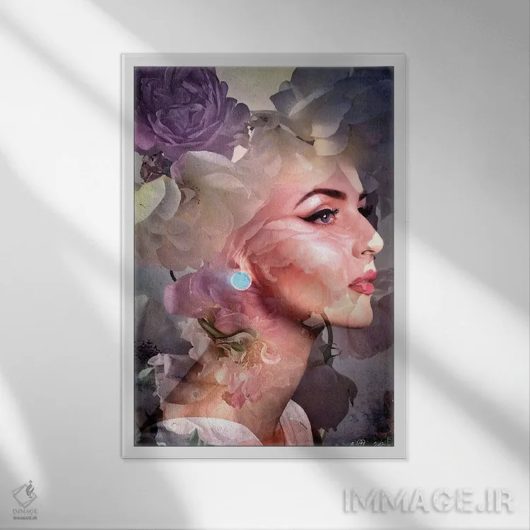 تابلو دکوراتیو رزها اثر دومینیک بادوئل - نمای قابدار سفید