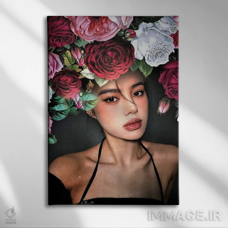 تابلو دکوراتیو دختر گل فروش اثر دومینیک بادوئل - نمای روبهرو روی دیوار