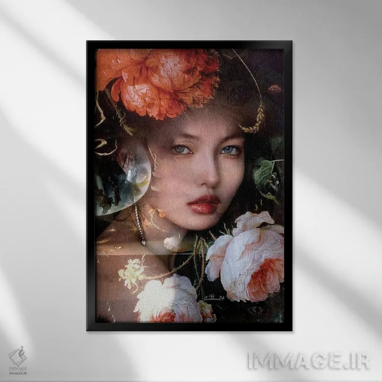 تابلو دکوراتیو پنچیا اثر دومینیک بادوئل - نمای قابدار مشکی