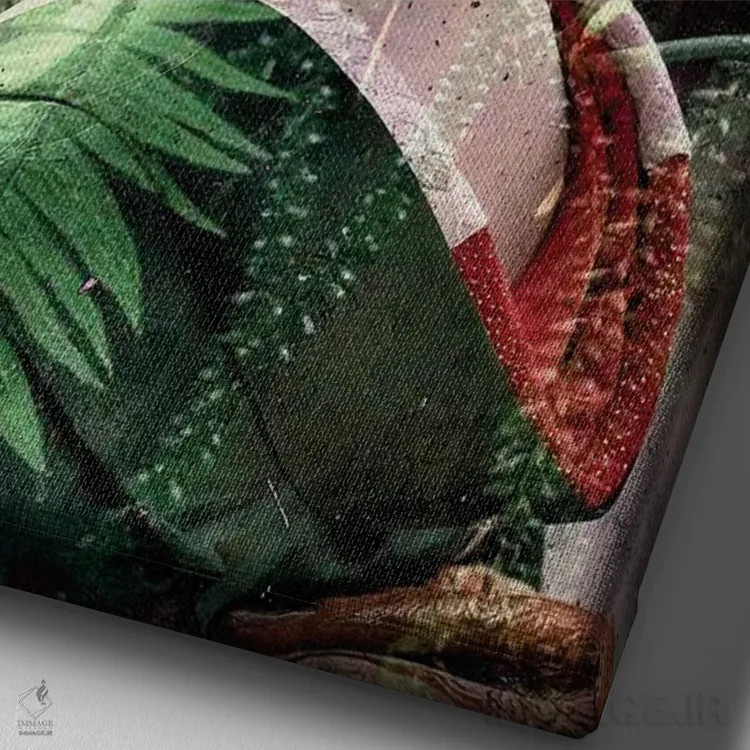 تابلو دکوراتیو گیشای گرمسیری اثر دومینیک بادوئل - نمای نزدیک بافت بوم