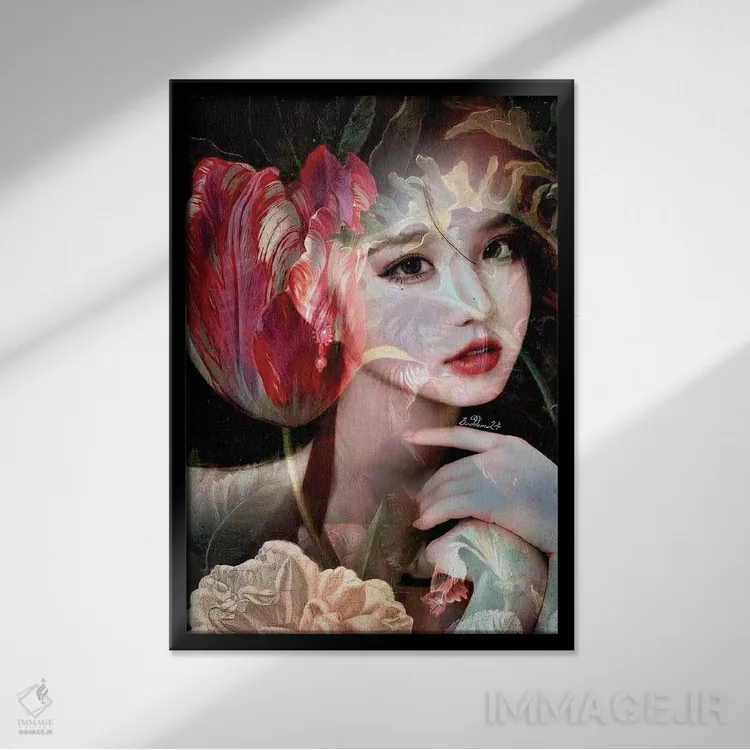 تابلو دکوراتیو لاله اثر دومینیک بادوئل - نمای قابدار مشکی