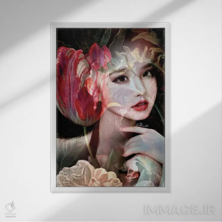 تابلو دکوراتیو لاله اثر دومینیک بادوئل - نمای قابدار سفید