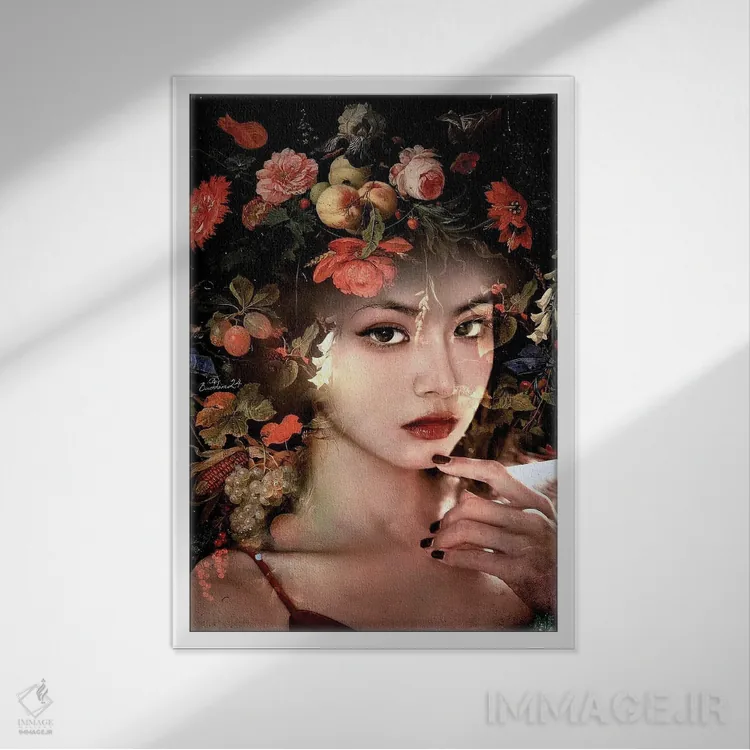 تابلو دکوراتیو گیاهان اثر دومینیک بادوئل - نمای قابدار سفید