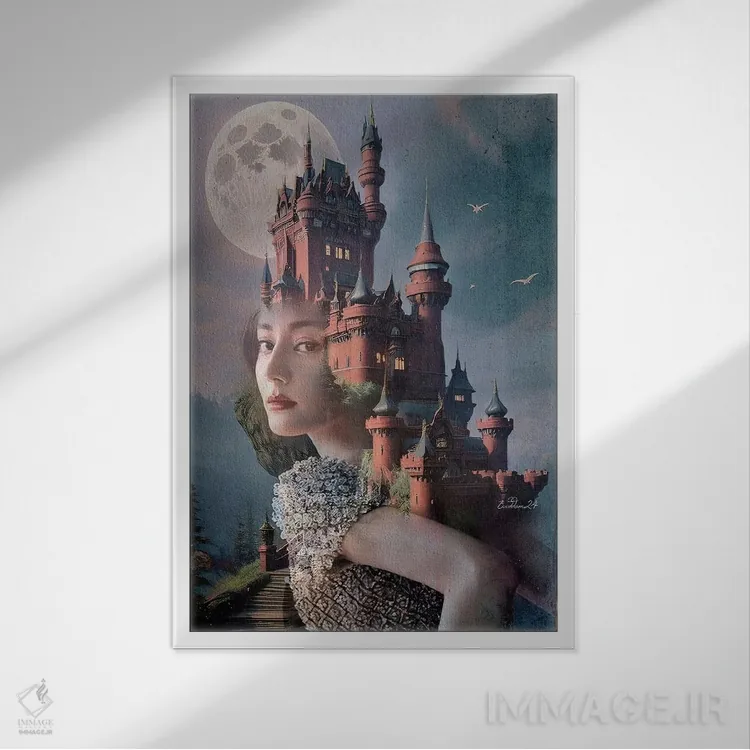 تابلو دکوراتیو شاهزاده در قلعه اثر دومینیک بادوئل - نمای قابدار سفید