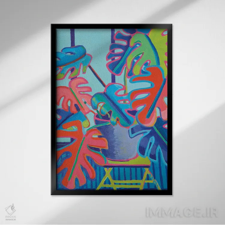 تابلو دکوراتیو مونسترا دلیسیوزا اثر دبرا برتون رابینسون - نمای قابدار مشکی