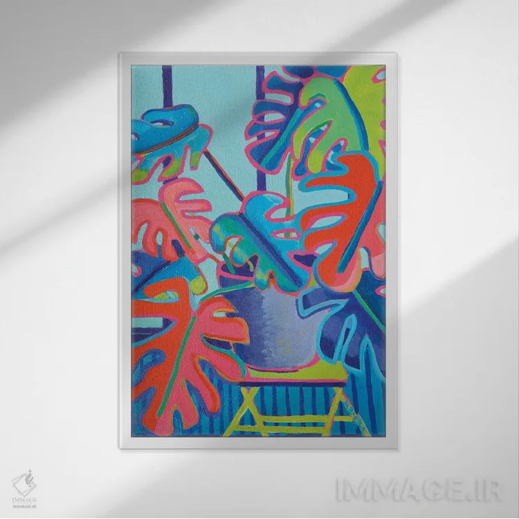 تابلو دکوراتیو مونسترا دلیسیوزا اثر دبرا برتون رابینسون - نمای قابدار سفید