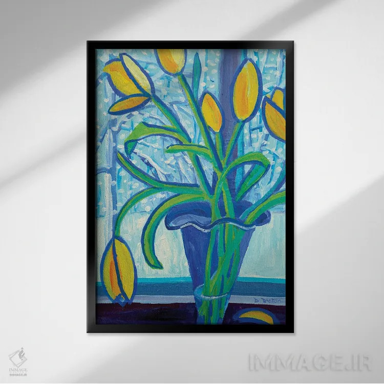 تابلو دکوراتیو لاله های طوفان برف ۲ اثر دبرا برتون رابینسون - نمای قابدار مشکی