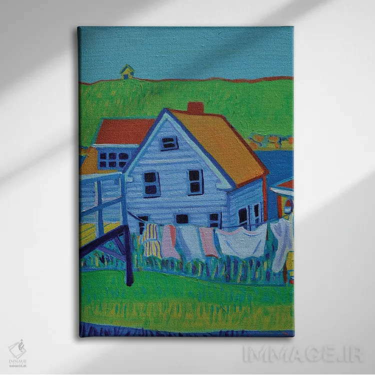 تابلو دکوراتیو طناب رخت، جزیره مون هیگان، مین اثر دبرا برتون رابینسون - نمای روبهرو روی دیوار