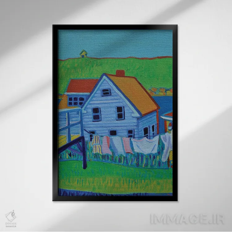 تابلو دکوراتیو طناب رخت، جزیره مون هیگان، مین اثر دبرا برتون رابینسون - نمای قابدار مشکی