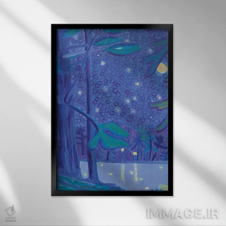 تابلو دکوراتیو قطعه شبانه مساپوآگ اثر دبرا برتون رابینسون - نمای قابدار مشکی