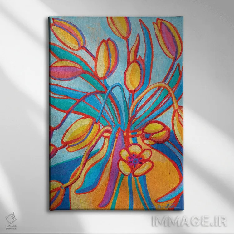 تابلو دکوراتیو لاله های بهاری اثر دبرا برتون رابینسون - نمای روبهرو روی دیوار