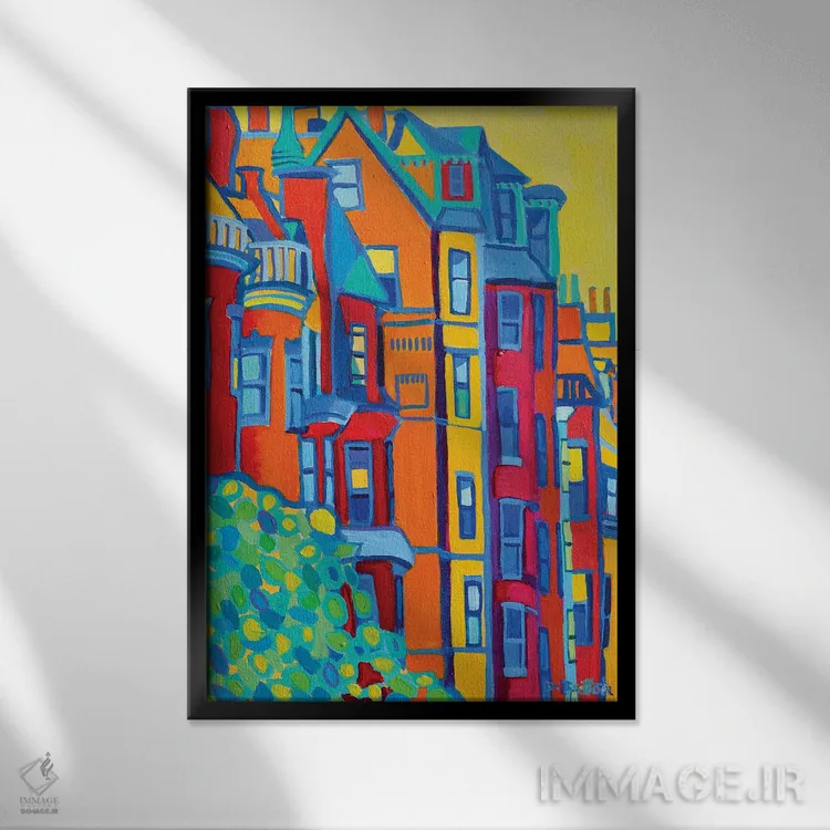 تابلو دکوراتیو خیابان بیکن، بک بی، بوستون اثر دبرا برتون رابینسون - نمای قابدار مشکی