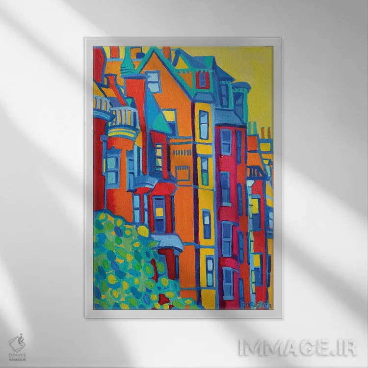 تابلو دکوراتیو خیابان بیکن، بک بی، بوستون اثر دبرا برتون رابینسون - نمای قابدار سفید