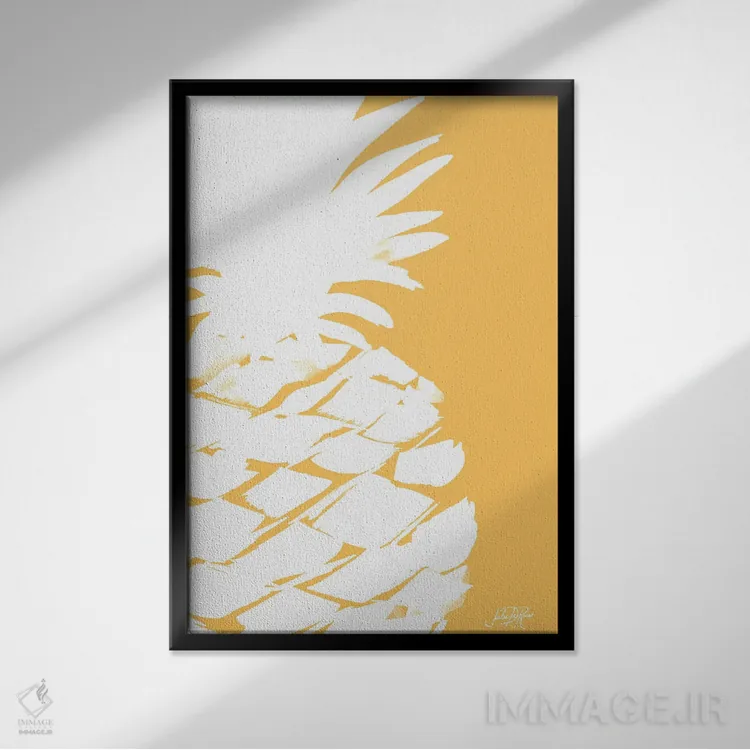 تابلو دکوراتیو آناناس مدرن III اثر جولی دریسه - نمای قابدار مشکی