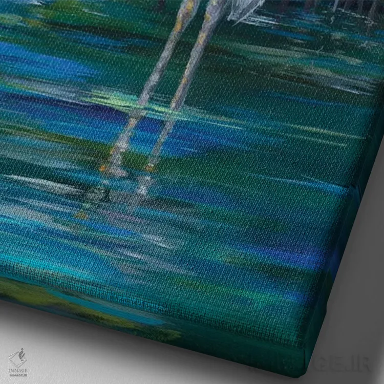 تابلو دکوراتیو حواصیل ایستاده II اثر جولی دریسه - نمای نزدیک بافت بوم