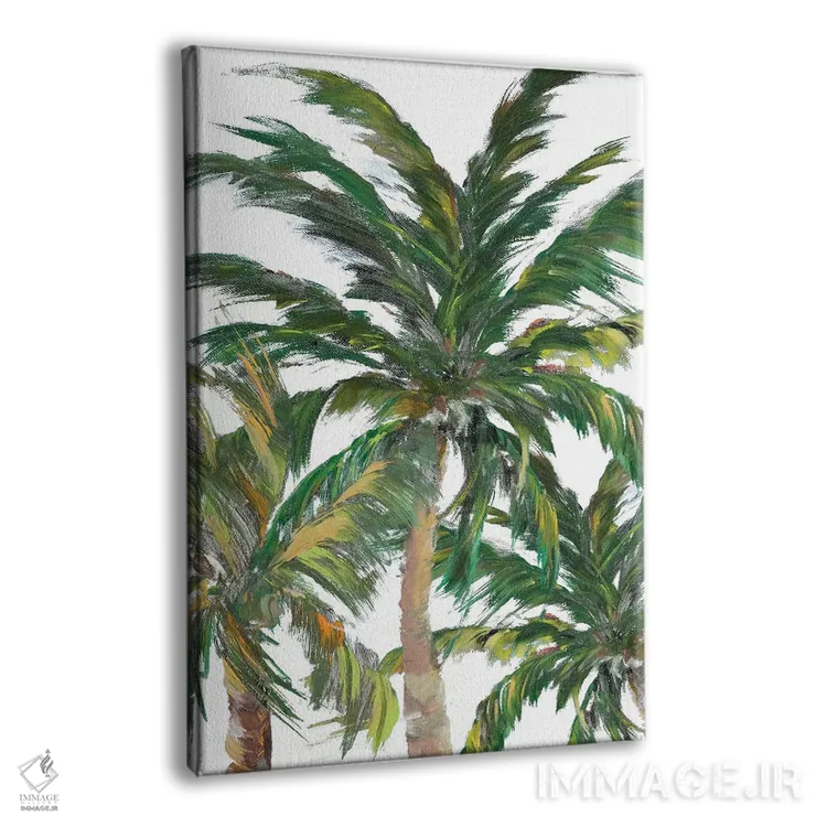 تابلو دکوراتیو درختان استوایی روی سفید III اثر جولی دریسه - نمای پرسپکتیو محصول