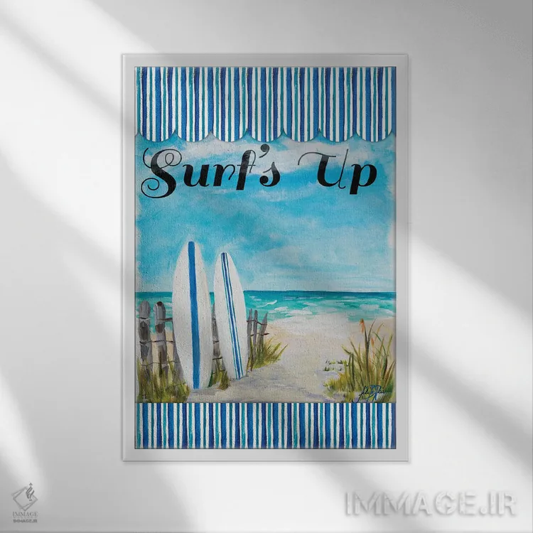 تابلو دکوراتیو زمان موج سواری اثر جولی دریسه - نمای قابدار سفید