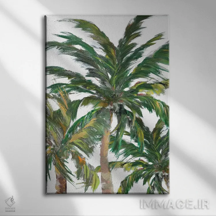 تابلو دکوراتیو درختان استوایی روی سفید III اثر جولی دریسه - نمای روبهرو روی دیوار