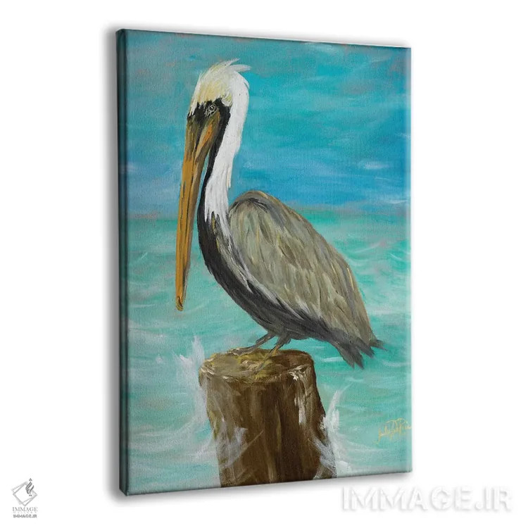 تابلو دکوراتیو یک پلیکان روی تیرک اثر جولی دریسه - نمای پرسپکتیو محصول