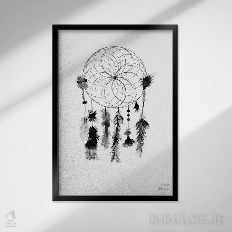 تابلو دکوراتیو گیرنده رویا در نیمه شب تاریک I اثر جولی دریسه - نمای قابدار مشکی