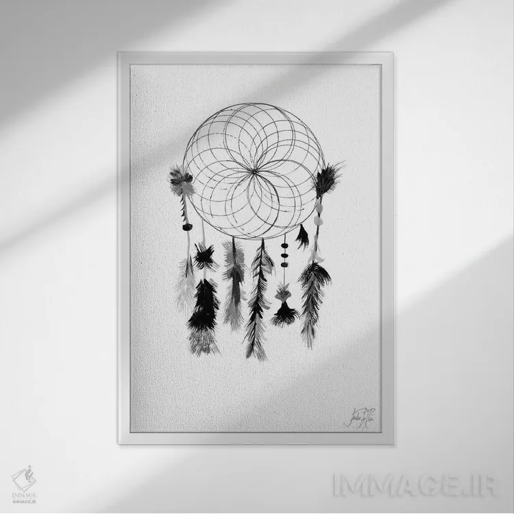 تابلو دکوراتیو گیرنده رویا در نیمه شب تاریک I اثر جولی دریسه - نمای قابدار سفید