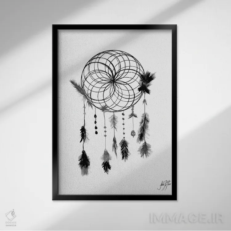 تابلو دکوراتیو گیرنده رویا در نیمه شب تاریک II اثر جولی دریسه - نمای قابدار مشکی