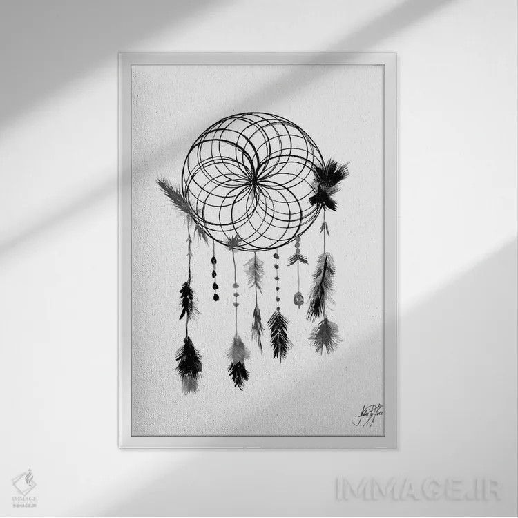 تابلو دکوراتیو گیرنده رویا در نیمه شب تاریک II اثر جولی دریسه - نمای قابدار سفید