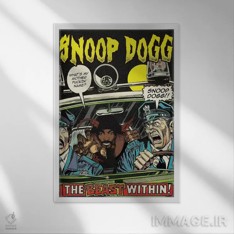 تابلو دکوراتیو اسنوپ داگ اثر ادز لیبیتوم - نمای قابدار سفید