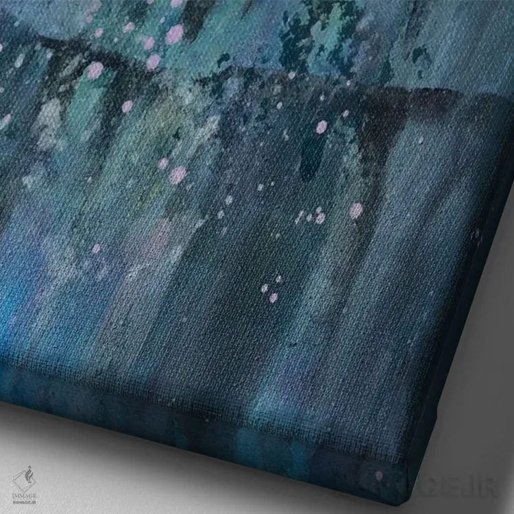 تابلو انتزاعی شب های شهری ۱ اثر دوریس شرست - نمای نزدیک بافت بوم