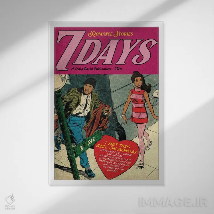 تابلو دکوراتیو هفت روز اثر ادز لیبیتوم - نمای قابدار سفید