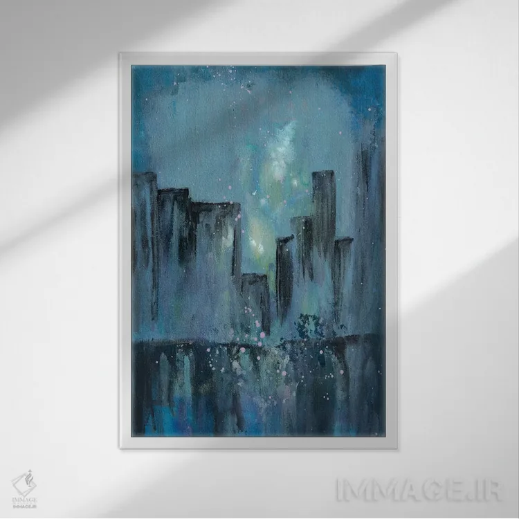 تابلو انتزاعی شب های شهری ۱ اثر دوریس شرست - نمای قابدار سفید