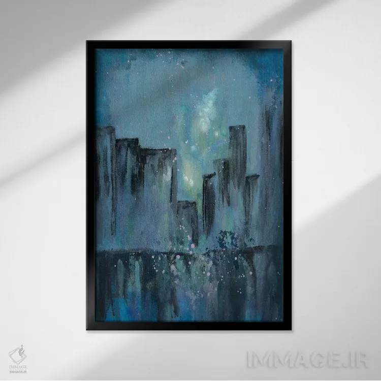 تابلو انتزاعی شب های شهری ۱ اثر دوریس شرست - نمای قابدار مشکی