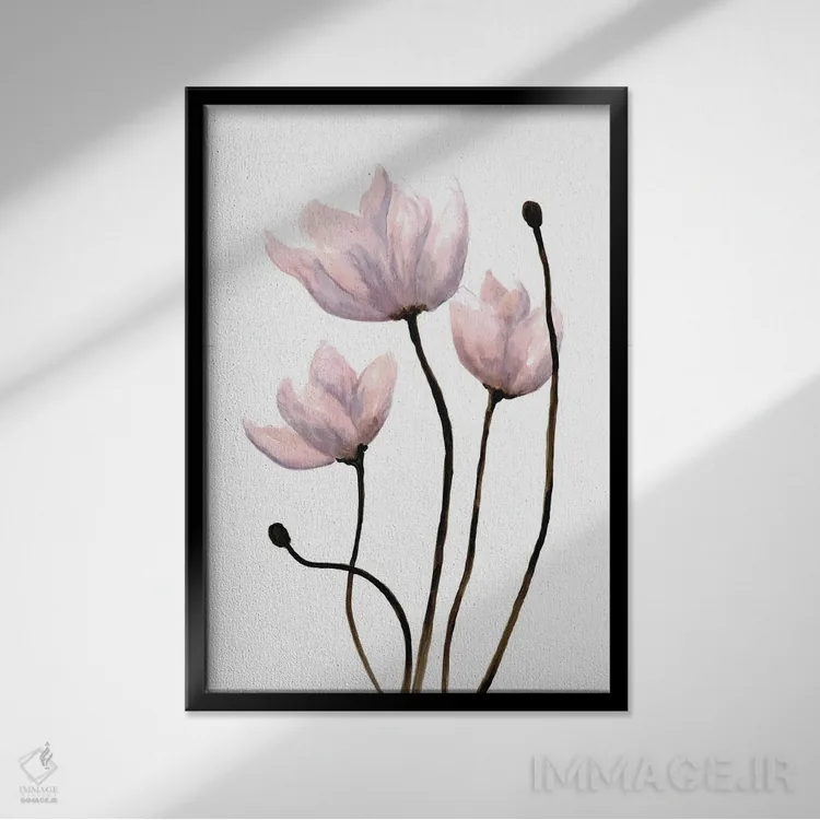 تابلو مینیمال رشد تازه ۱ اثر دوریس شرست - نمای قابدار مشکی