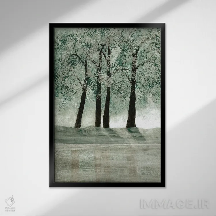 تابلو مدرن جنگل سبز ۲ اثر دوریس شرست - نمای قابدار مشکی