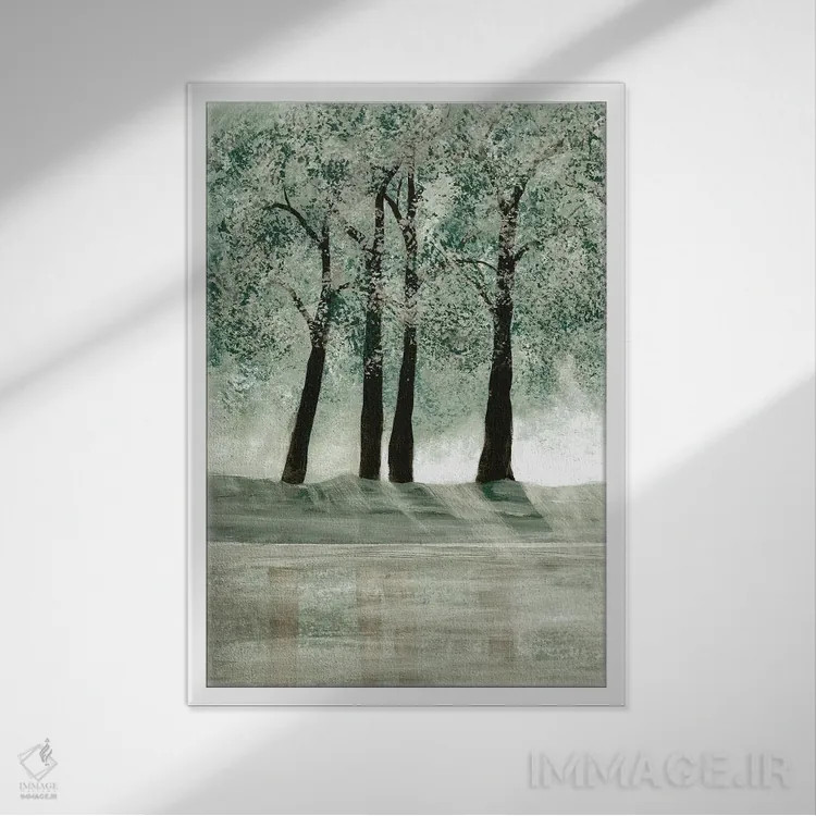 تابلو مدرن جنگل سبز ۲ اثر دوریس شرست - نمای قابدار سفید
